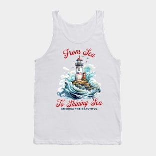 Patriotic From Sea to Shining Sea Lighthouse 4th of July Tank Top